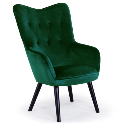 Fauteuil Scandinave Velours Vert AMALECITE - Pouf et fauteuil design