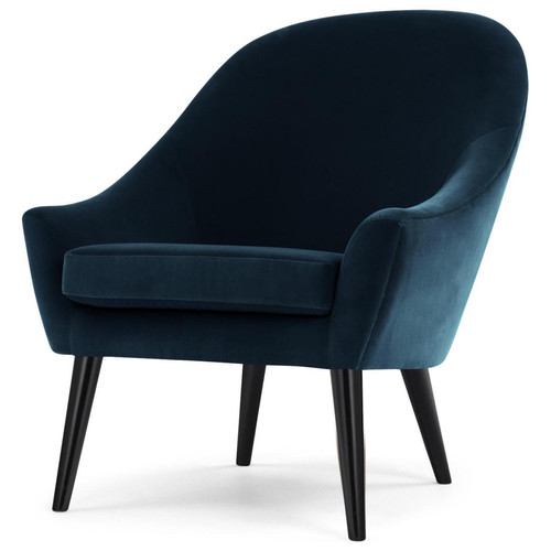 Fauteuil Velours Bleu KIRUNA - Pouf et fauteuil design