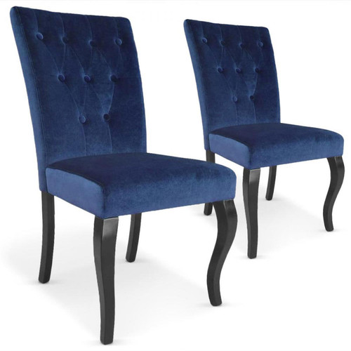 Lot de 2 Chaises Velours Bleu KAOLACK 3S. x Home  - Chaise bleu design