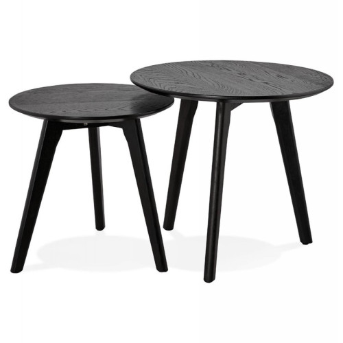 Set de 2 Tables Gigognes Bois Noir BERGA 3S. x Home  - Table basse noir design