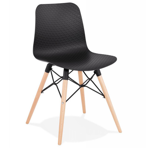Chaise Noire Piètement Bois CANGAS 3S. x Home  - Chaise design