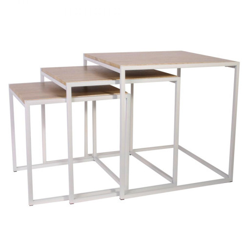 Tables Gigognes 45x45cm Blanc GLOC - Table basse blanche design