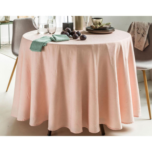Nappe Ovale Polyester Froissé Rose Clair