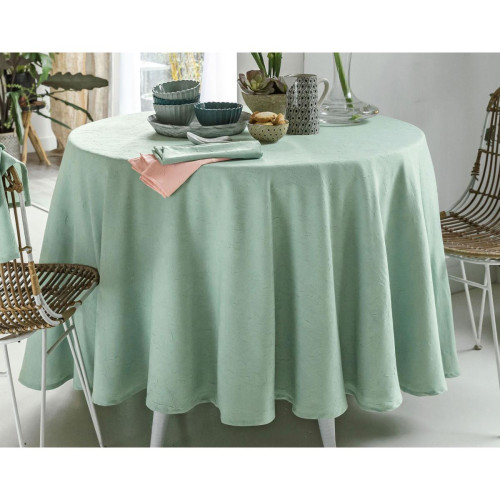 Nappe Ovale Polyester Froissé Vert - Linge de table