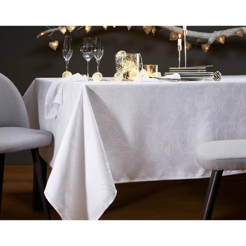 Lot De 3 Serviettes Damassé Polyester Nydel® Blanc 45 x 45 cm - becquet - Linge de table