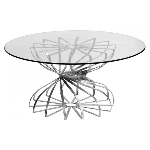 Table Basse ronde Tornado Nickel et Verre transparent 3S. x Home  - Table basse