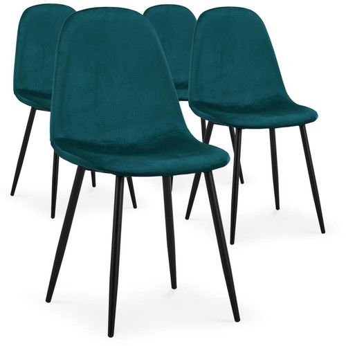 Lot de 4 chaises Gao Velours Vert 3S. x Home  - Chaise design et tabouret design