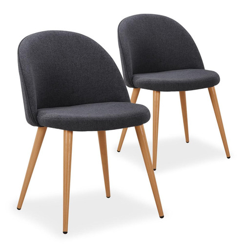 Lot de 2 chaises scandinaves Maury tissu Gris Foncé 3S. x Home  - Chaise tissu design