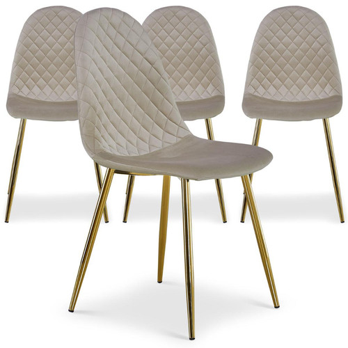 Lot de 4 chaises matelassées Norway Velours Taupe 3S. x Home  - Chaise design