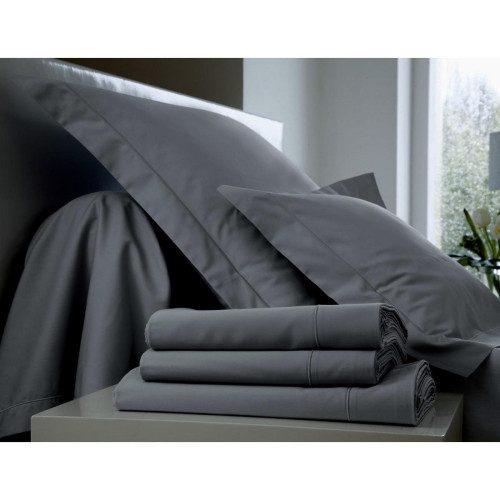Drap Housse Satin Uni Ardoise Elastiqué Bonnet 40 cm - Blanc des vosges - Blanc des vosges linge de lit