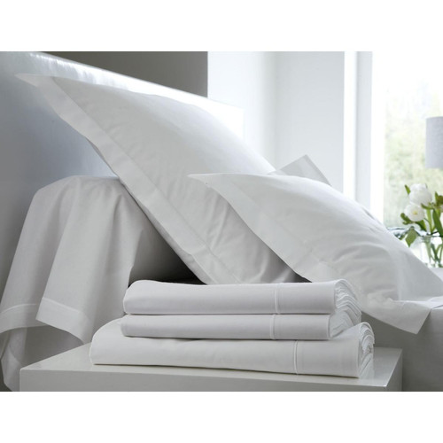 Drap Plat Percale Uni Blanc - Blanc des vosges - Linge de lit