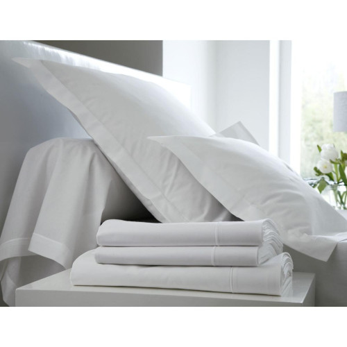 Drap Housse Percale Uni Blanc Elastiqué Bonnet 40 cm Blanc des vosges  - Linge de lit