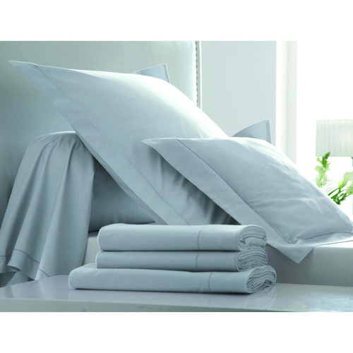 Taie d'oreiller en Percale Uni Platine Finition Bourdon Blanc des vosges  - Blanc des vosges linge de lit