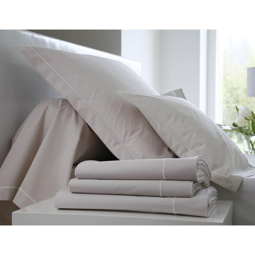 Drap Plat Percale Uni Lin Blanc des vosges  - Blanc des vosges linge de lit