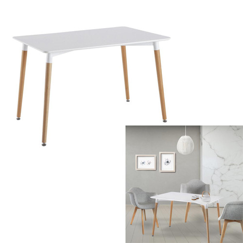 Table Blanche Rectangulaire 115X75cm