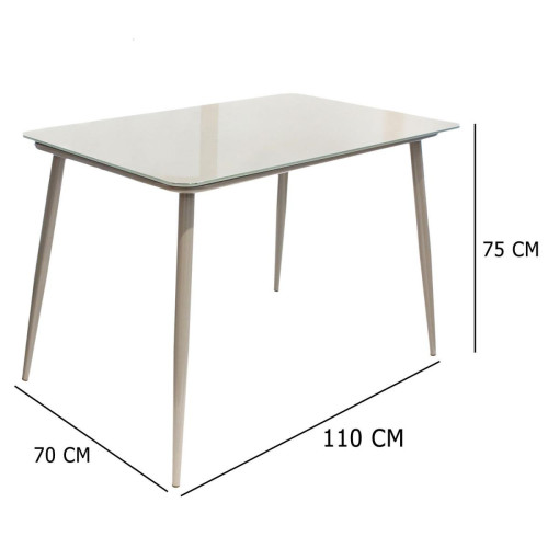 Table de Repas en Verre Gris 110X70cm