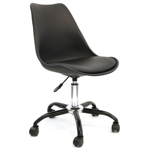 Chaise à Roulette KIRUNA Noir - Chaise de bureau noir