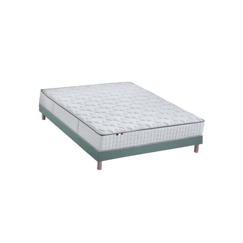 Ensemble Matelas Ressorts 7 zones COSMA + Sommier - Made in France - Sommier Vert céladon - Promos chambre lit