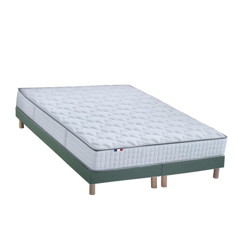 Ensemble Matelas Ressorts 7 zones COSMA + Sommier - Made in France - Sommier Vert céladon