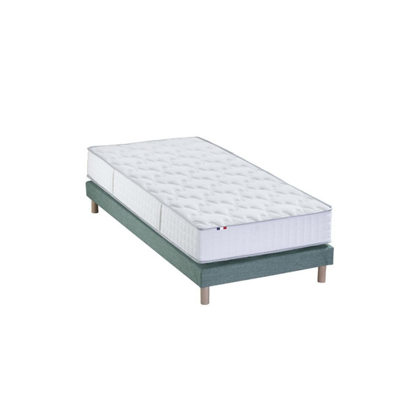 Ensemble Matelas Ressorts 7 zones COSMA + Sommier - Made in France - Sommier Vert céladon