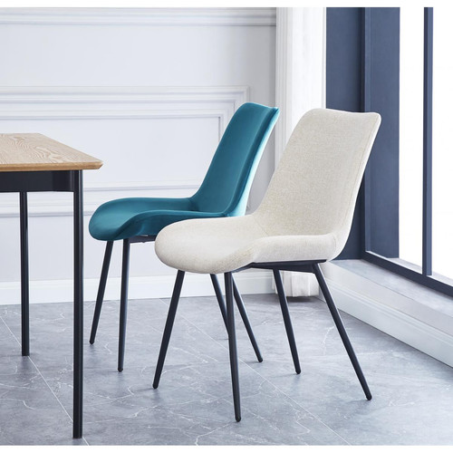 Lot de 2 chaises scandinaves en tissu Beige KOGE - 3S. x Home - Deco meuble design scandinave