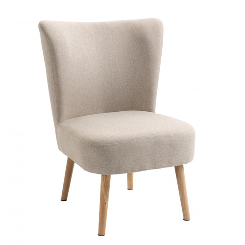 Petit fauteuil en bois massif et en tissu Beige KYOTO - Fauteuil design beige
