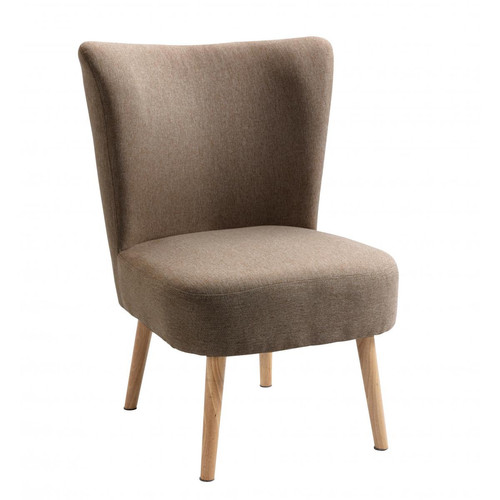 Petit fauteuil en bois massif et en tissu Marron KYOTO  - Fauteuil marron design