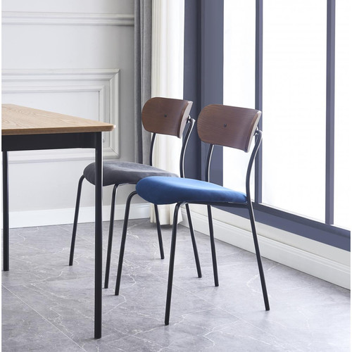 Lot de 2 chaises design en métal et en bois bleu WERDA