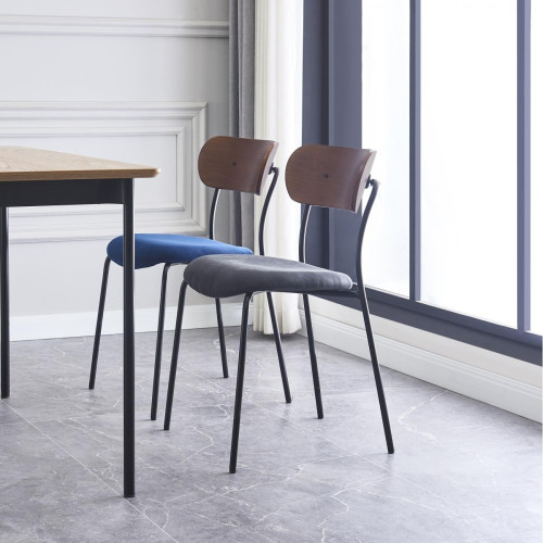 Lot de 2 chaises design en métal et bois Noir LINCOLN - Chaise design