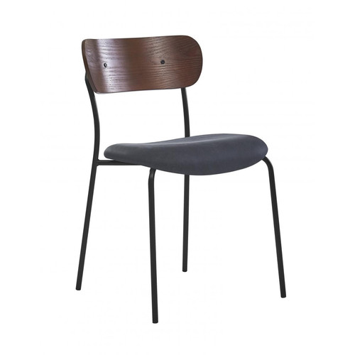 Lot de 2 chaises design en métal et bois Noir LINCOLN