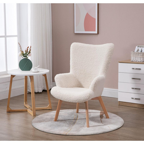 Fauteuil de salon scandinave pieds en bois Blanc MALMO 3S. x Home  - Pouf et fauteuil design