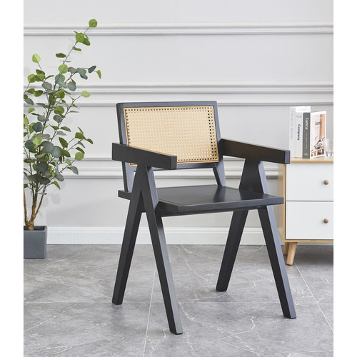 Fauteuil de salon en bois Noir NIKKO - Pouf et fauteuil design
