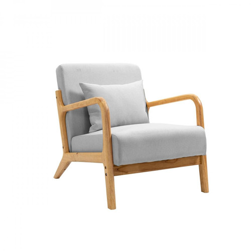Fauteuil en bois massif Gris OHAMA - Pouf et fauteuil design