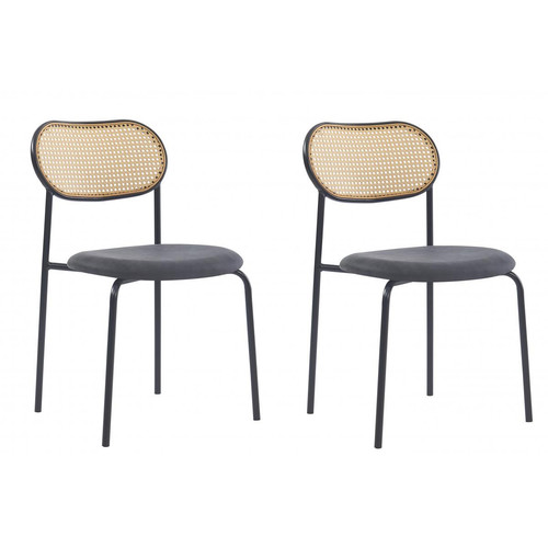 Lot de 2 chaises en métal et Cannage Rotin OREBRO 3S. x Home  - Chaise simili cuir design
