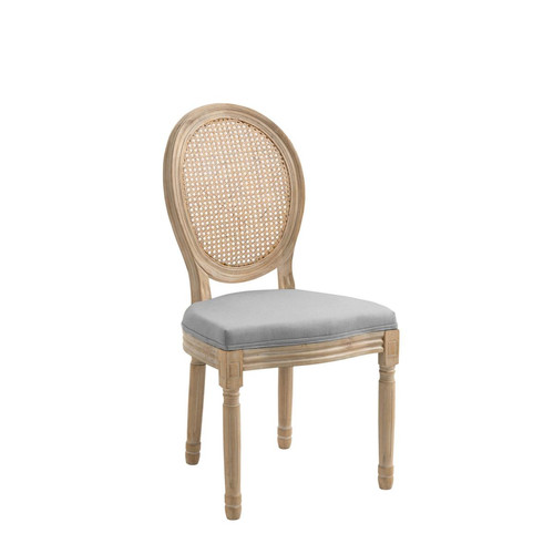 Lot de 2 chaises médaillon en bois massif et en tissu Gris foncé RICHELIEU - Edition Authentique Salle à manger
