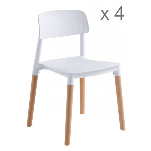 Lot de 4 chaises scandinaves Blanches SORO - 3S. x Home - Deco meuble design scandinave