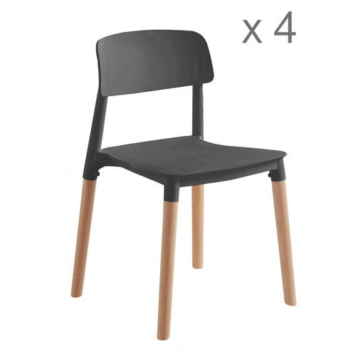 Lot de 4 chaises scandinaves Noires SORO 3S. x Home  - Chaises Scandinave