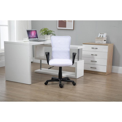 Chaise de bureau ergonomique réglable Blanc STACY - Edition Industriel Meuble Rangement
