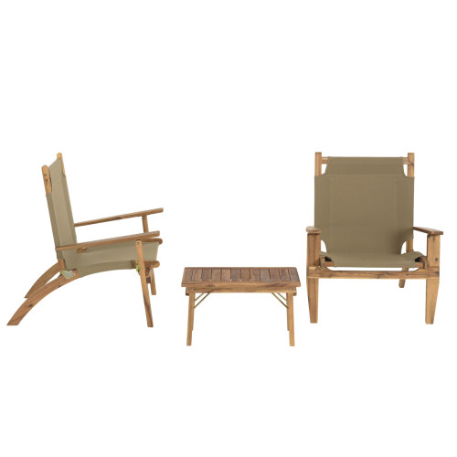 SALON DE JARDIN EN BOIS ACACIA 2 pers - 2 fauteuils et 1 table basse 63,5 x 36 cm
