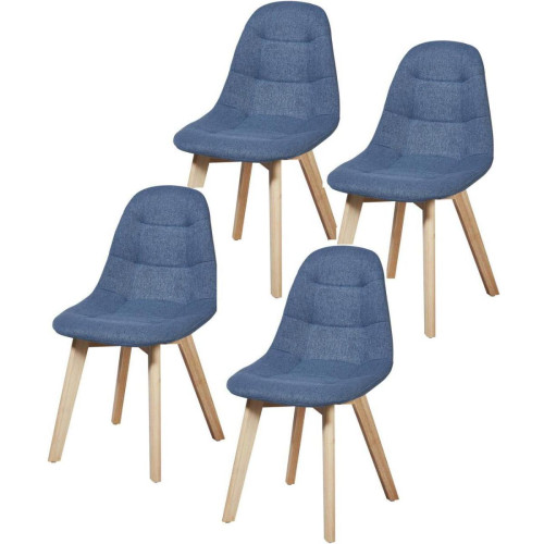 Lot de 4 Chaises en Tissu Bleu Canard SABA 3S. x Home  - Chaise bleu design