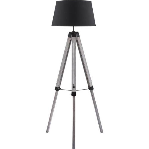 Lampadaire Trépied Noir E2740W en Métal Aj Tissu  3S. x Home  - Lampe noire design