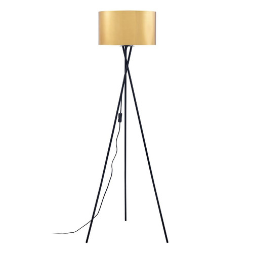Lampadaire Trépied noir en métal abat jour en cuivre jaune doré CLOUD 3S. x Home  - Lampe metal design