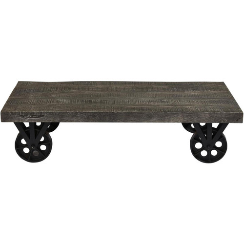 Table Basse Pieds Métal avec roulettes et plateaux en bois gris 3S. x Home  - Table basse