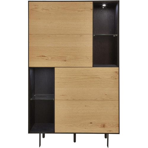 Vitrine a deux portes en bois naturel et structure en metal TOSCANA Beige  3S. x Home  - Etagere bois design