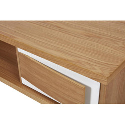 Table basse en bois placage chene avec 1 tiroir 