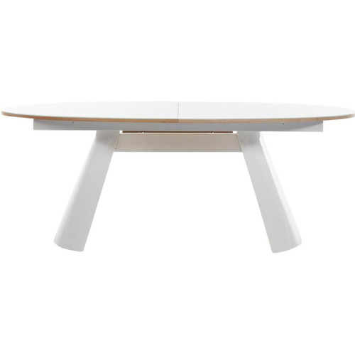 Table de repas  ovale en bois laque avec rallonge ELLIPSE Blanc  3S. x Home  - Table a manger bois design