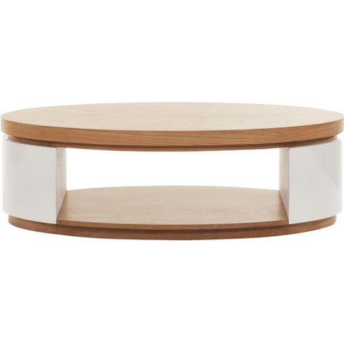 Table basse ovale en bois laque ELLIPSE Beige et Blanc - 3S. x Home - Edition Authentique Salon