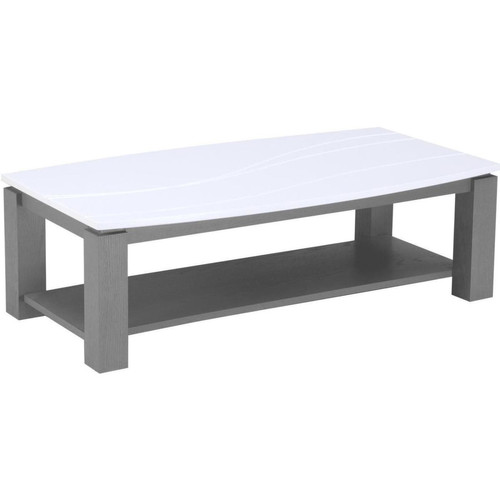 Table basse en bois avec double plateau OCEANIA Gris et Blanc 3S. x Home  - Table basse bois design