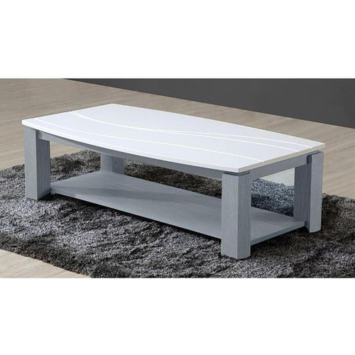 Table basse en bois avec double plateau OCEANIA Gris et Blanc