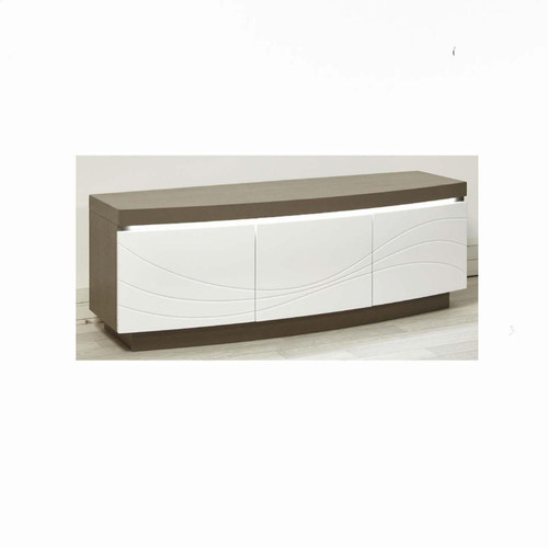 Meuble TV 3 portes en bois laqué avec Led ARROWS Marron - 3S. x Home - Salon meuble deco